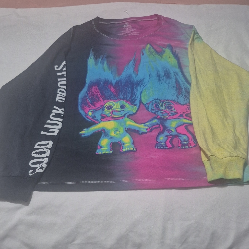 Dreamworks Neon Trolls Long Sleeve Tee - Black, Pink, Yellow, Blue